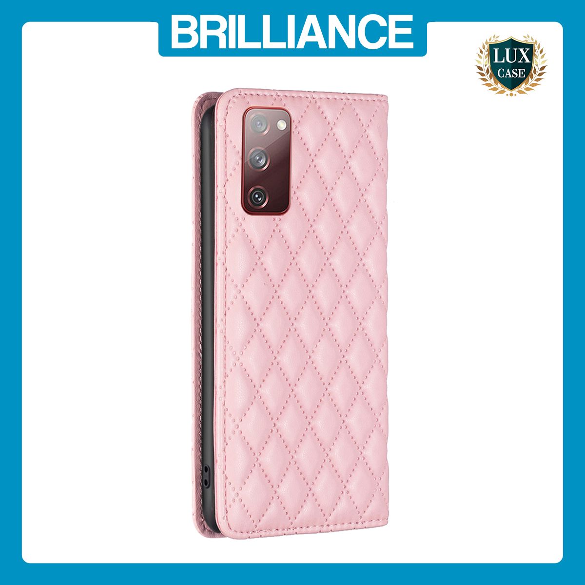 Brilliance LUX Samsung S20 FE/S20 LITE Flip PU Leather Holder Slots Magnetic Wallet with Card Pockets Case Pink