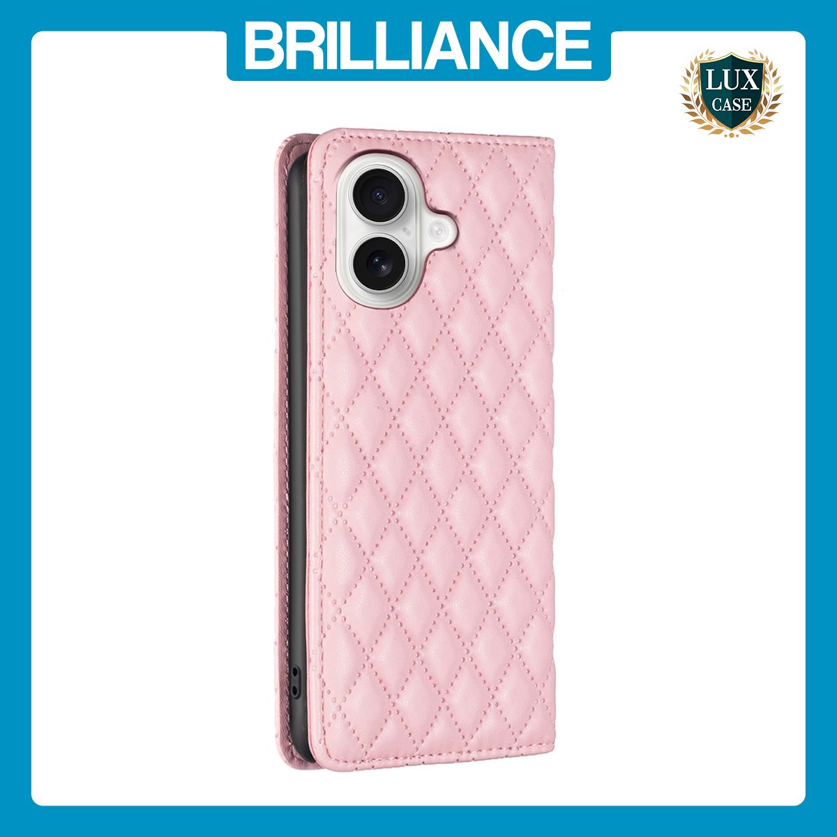 Brilliance LUX iPhone 16 Flip PU Leather Holder Slots Magnetic Wallet with Card Pockets Case Pink