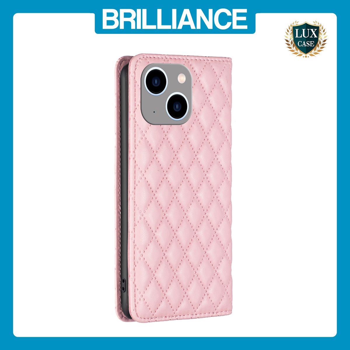 Brilliance LUX iPhone 15 Plus Flip PU Leather Holder Slots Magnetic Wallet with Card Pockets Case Pink