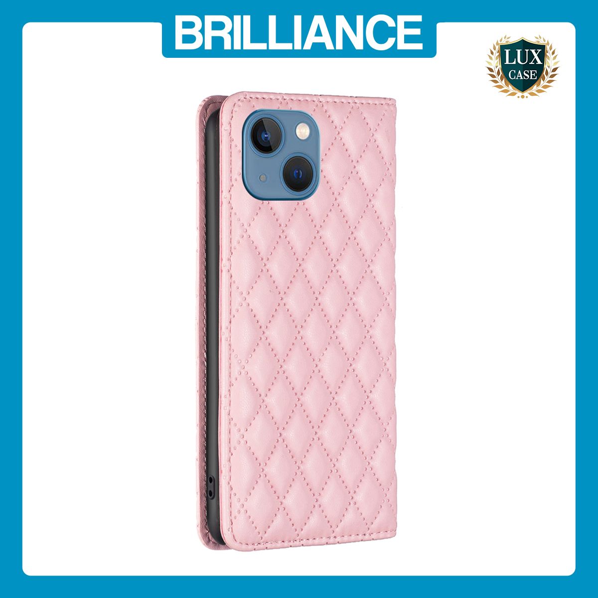 Brilliance LUX iPhone 13 Flip PU Leather Holder Slots Magnetic Wallet with Card Pockets Case Pink