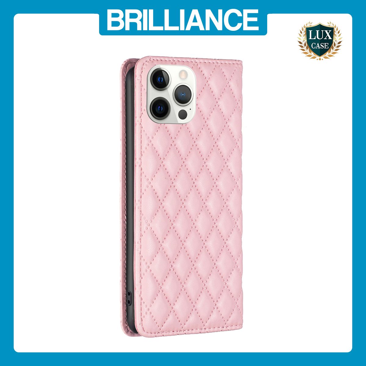 Brilliance LUX iPhone 12 Pro Max Flip PU Leather Holder Slots Magnetic Wallet with Card Pockets Case Pink