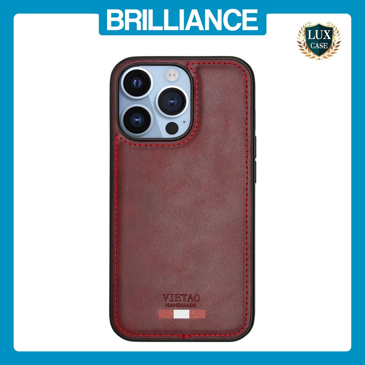 Brilliance LUX iPhone 13 Pro TPU PC Leather Scratch Proof Hybrid Case Red