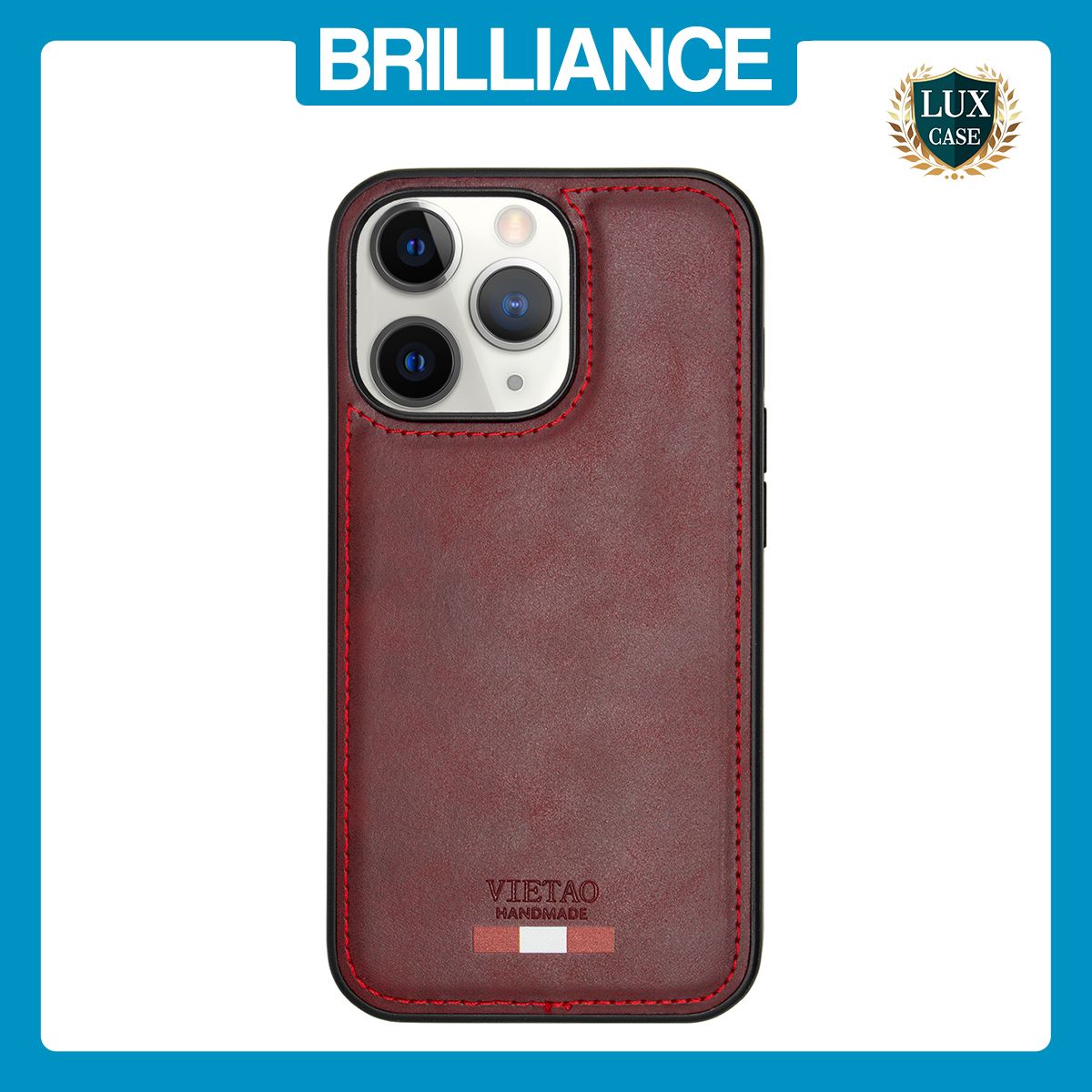Brilliance LUX iPhone 15 Pro Max TPU PC Leather Scratch Proof Hybrid Case Red