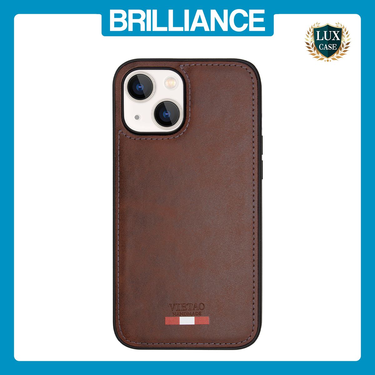 Brilliance LUX iPhone 15 TPU PC Leather Scratch Proof Hybrid Case Brown