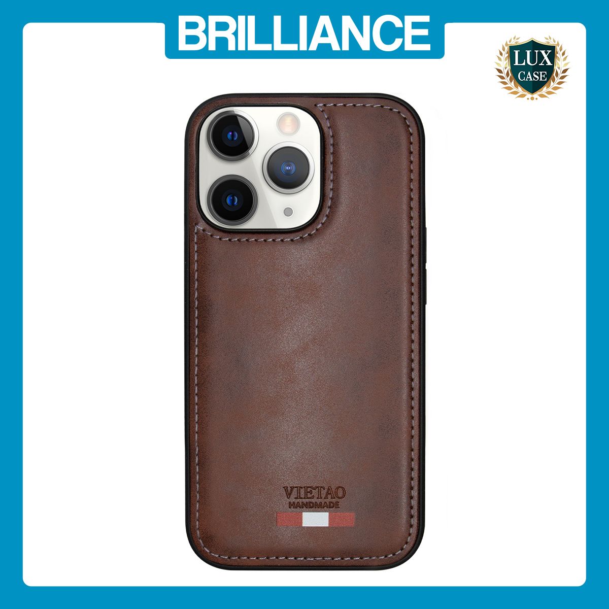 Brilliance LUX iPhone 15 Pro TPU PC Leather Scratch Proof Hybrid Case Brown