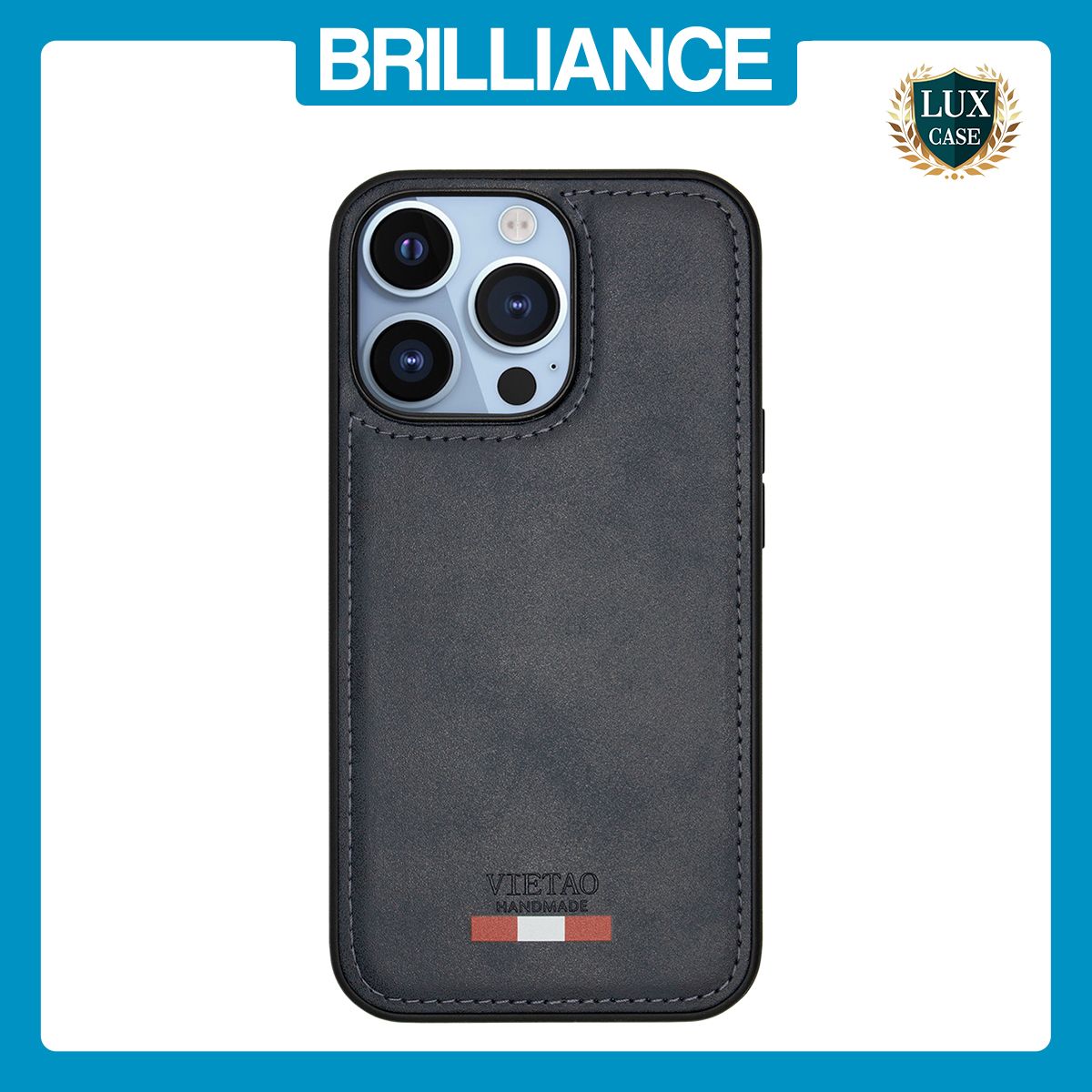 Brilliance LUX iPhone 15 Pro TPU PC Leather Scratch Proof Hybrid Case Blue