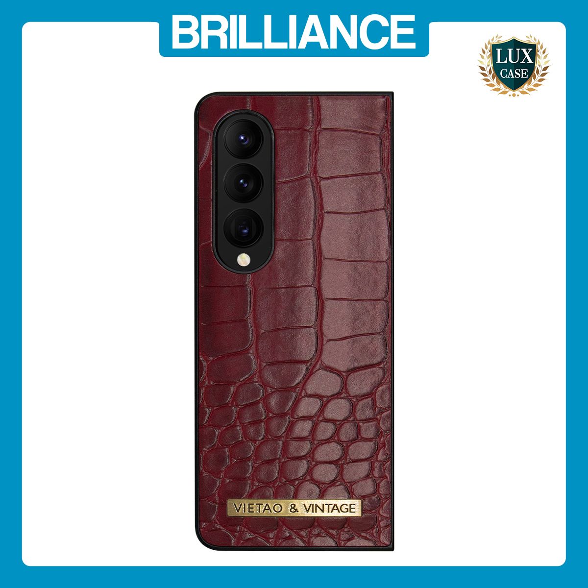 Brilliance LUX Samsung Fold4 Flip PC Business Crocodile Leather Case Burgundy