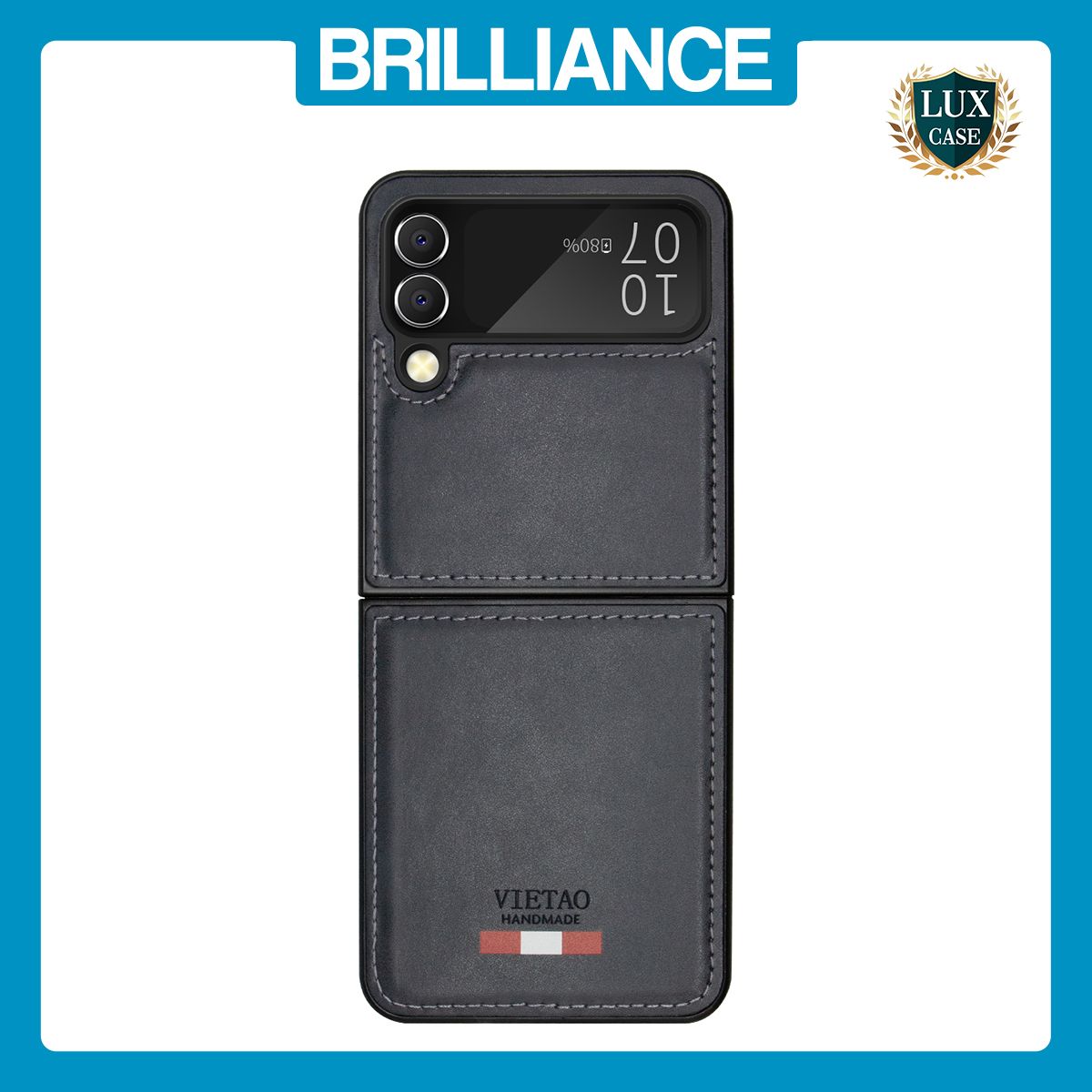 Brilliance LUX Samsung Flip4 TPU PC Leather Scratch Proof Hybrid with folding Case Blue