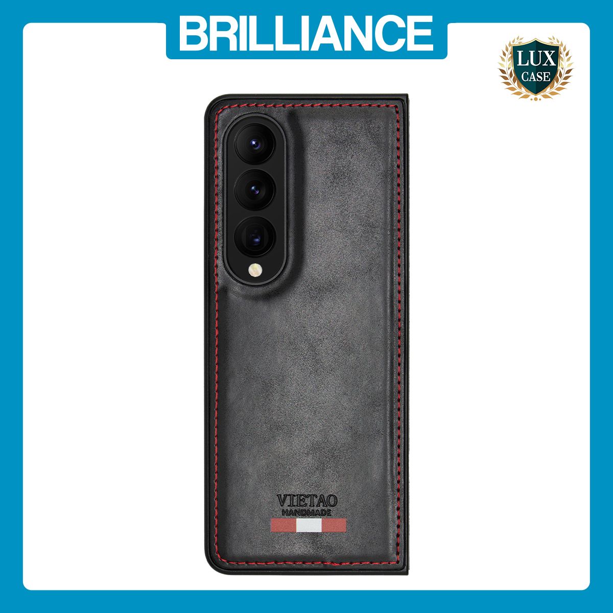 Brilliance LUX Samsung Fold4 TPU PC Leather Scratch Proof Hybrid Case Black