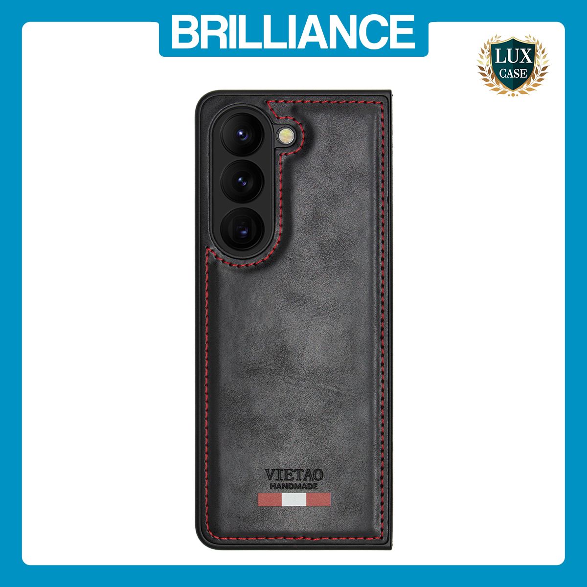 Brilliance LUX Samsung Fold5 TPU PC Leather Scratch Proof Hybrid Case Black