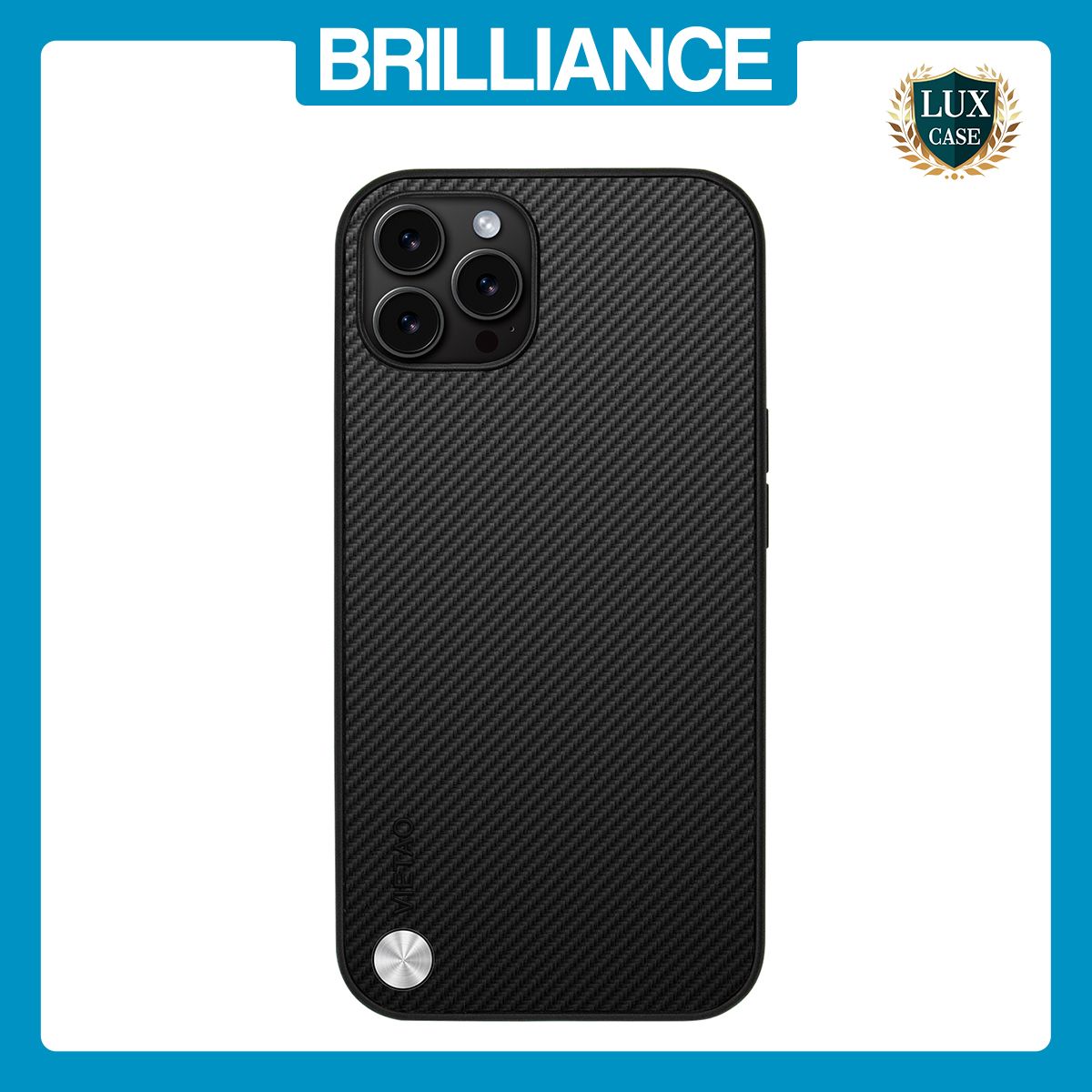 Brilliance LUX iPhone 12 Pro Max PC Carbon Fiber Leather with folding Case Black
