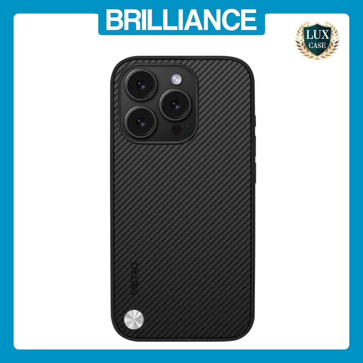 Brilliance LUX iPhone 14 Pro PC Carbon Fiber Leather with folding Case Black