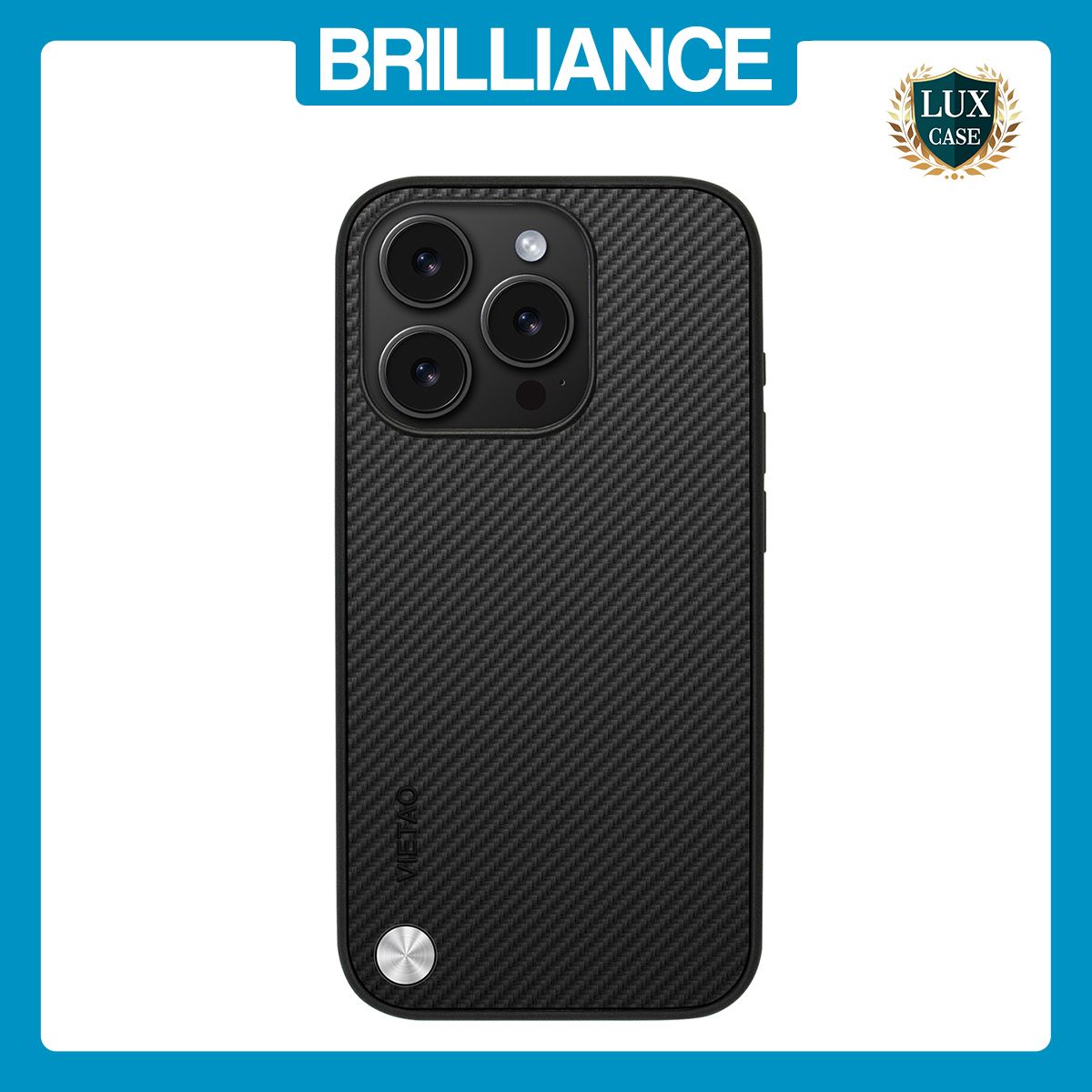 Brilliance LUX iPhone 15 Pro PC Carbon Fiber Leather with folding Case Black