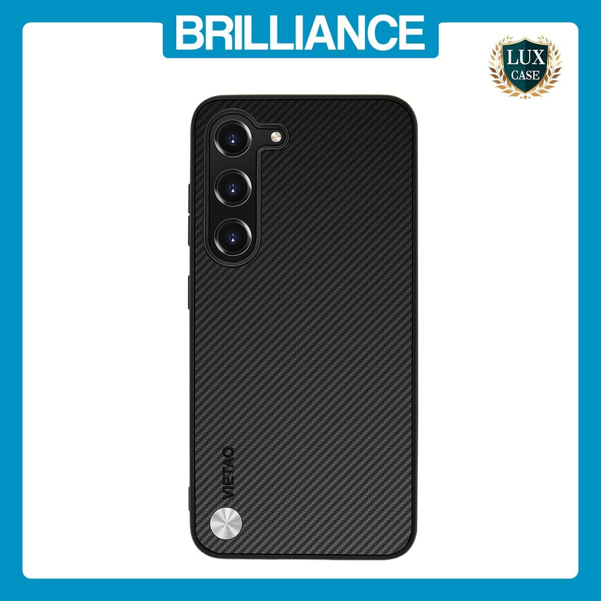 Brilliance LUX Samsung S23 Plus PC Carbon Fiber Leather with folding Case Black