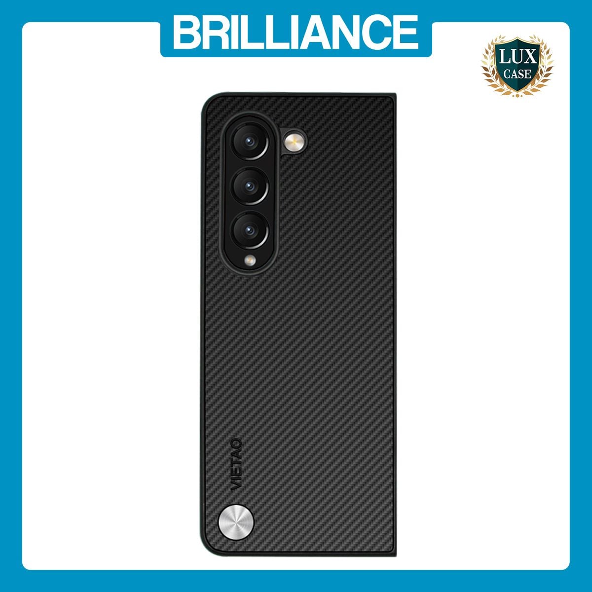 Brilliance LUX Samsung Fold5 PC Carbon Fiber Leather with folding Case Black