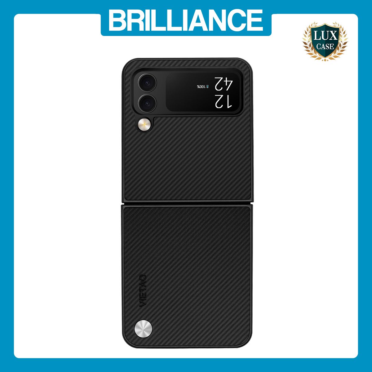 Brilliance LUX Samsung Flip3 PC Carbon Fiber Leather with folding Case Black