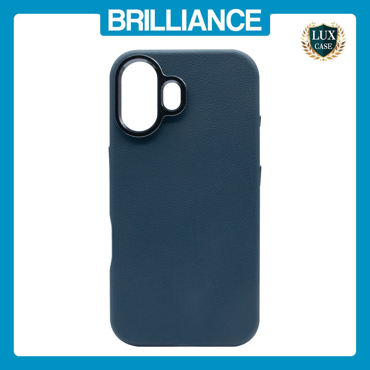 Brilliance LUX iPhone 16 Luxury Vegan Soft Premium PU Leather with Metal Camera Case Blue