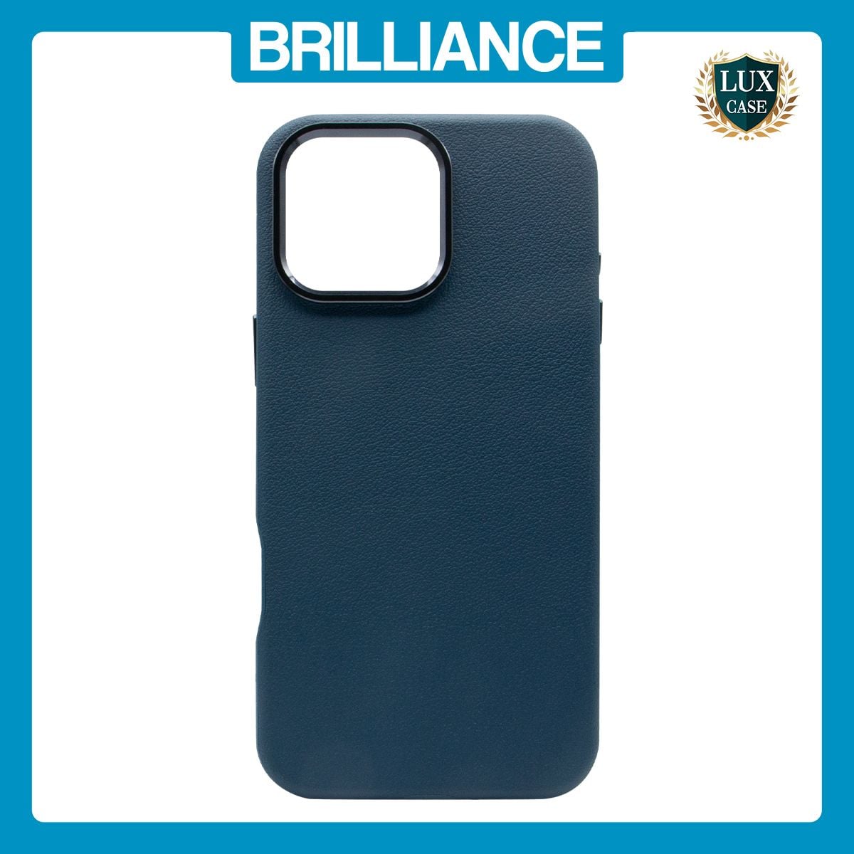 Brilliance LUX iPhone 16 Pro Max Luxury Vegan Soft Premium PU Leather with Metal Camera Case Blue