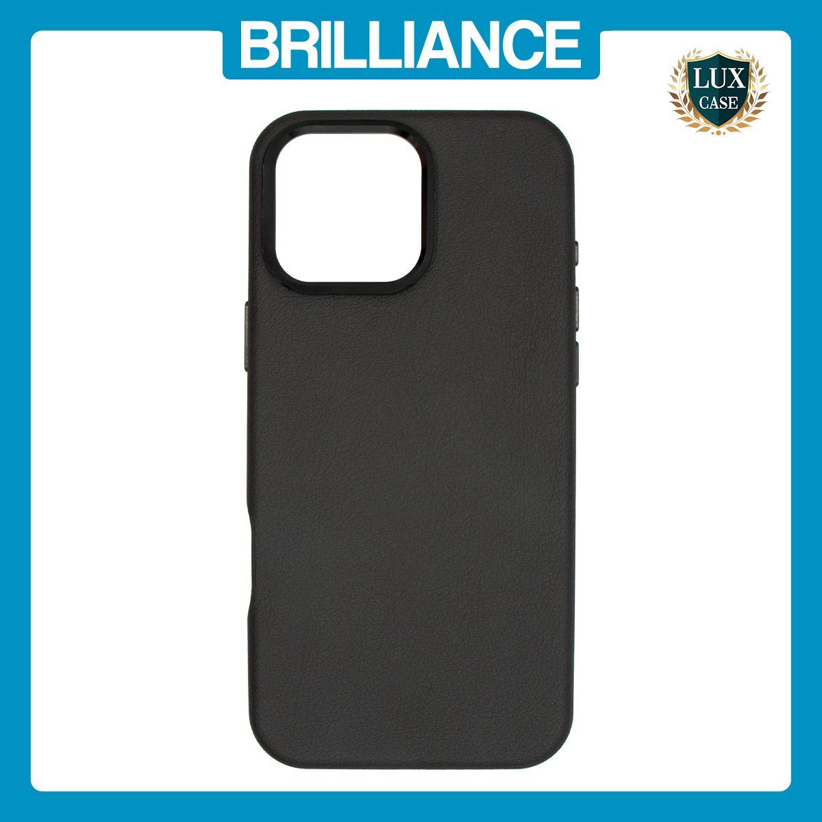 Brilliance LUX iPhone 16 Pro Max Luxury Vegan Soft Premium PU Leather Magnetic Cover with Metal Camera Case Black