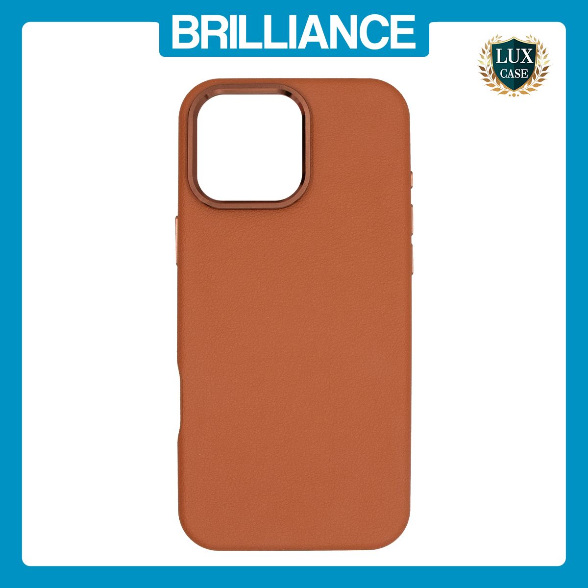 Brilliance LUX iPhone 16 Pro Max Luxury Vegan Soft Premium PU Leather Magnetic Cover with Metal Camera Case Khaki