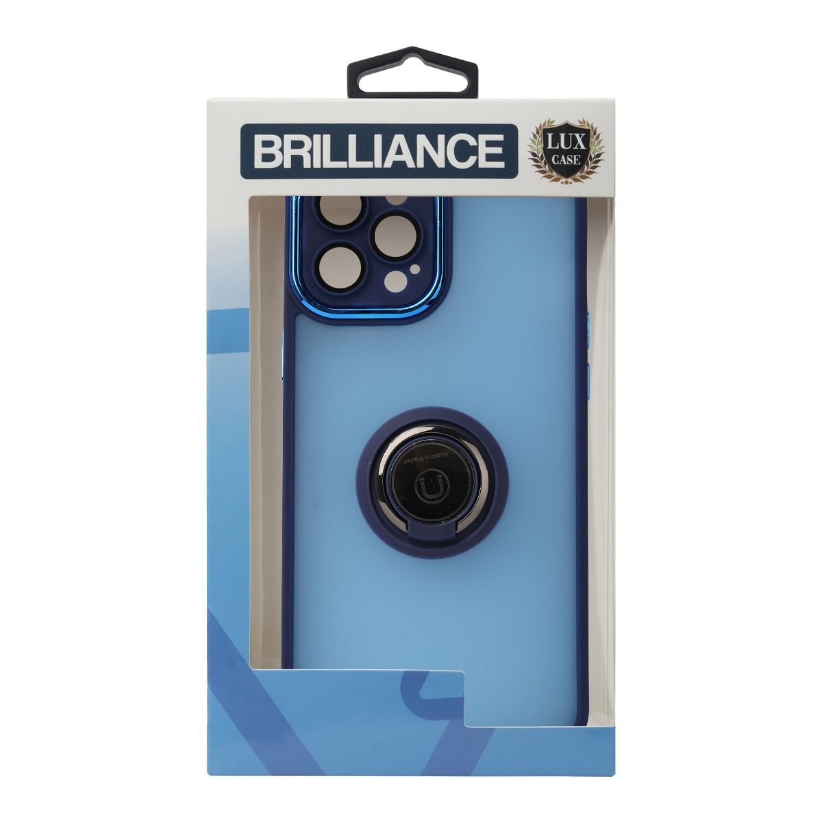 Brilliance LUX For iPhone 14 3D Electroplating with camera protector and Ringstand Case Blue
