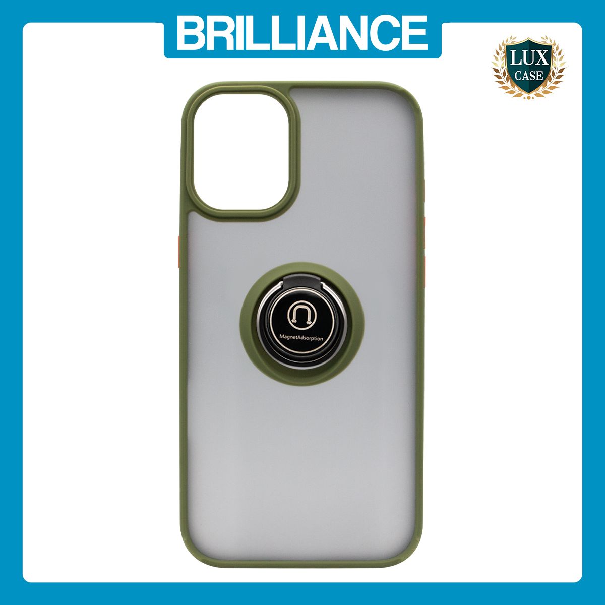 Brilliance LUX iPhone 16 Plus Hybrid Shell Anti-shock Ring Kickstand TPU Matte Case Green