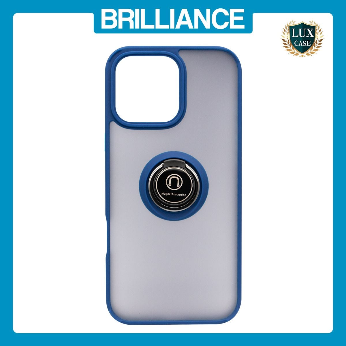 Brilliance LUX iPhone 16 Pro Max Hybrid Shell Anti-shock Ring Kickstand TPU Matte Case Royal Blue