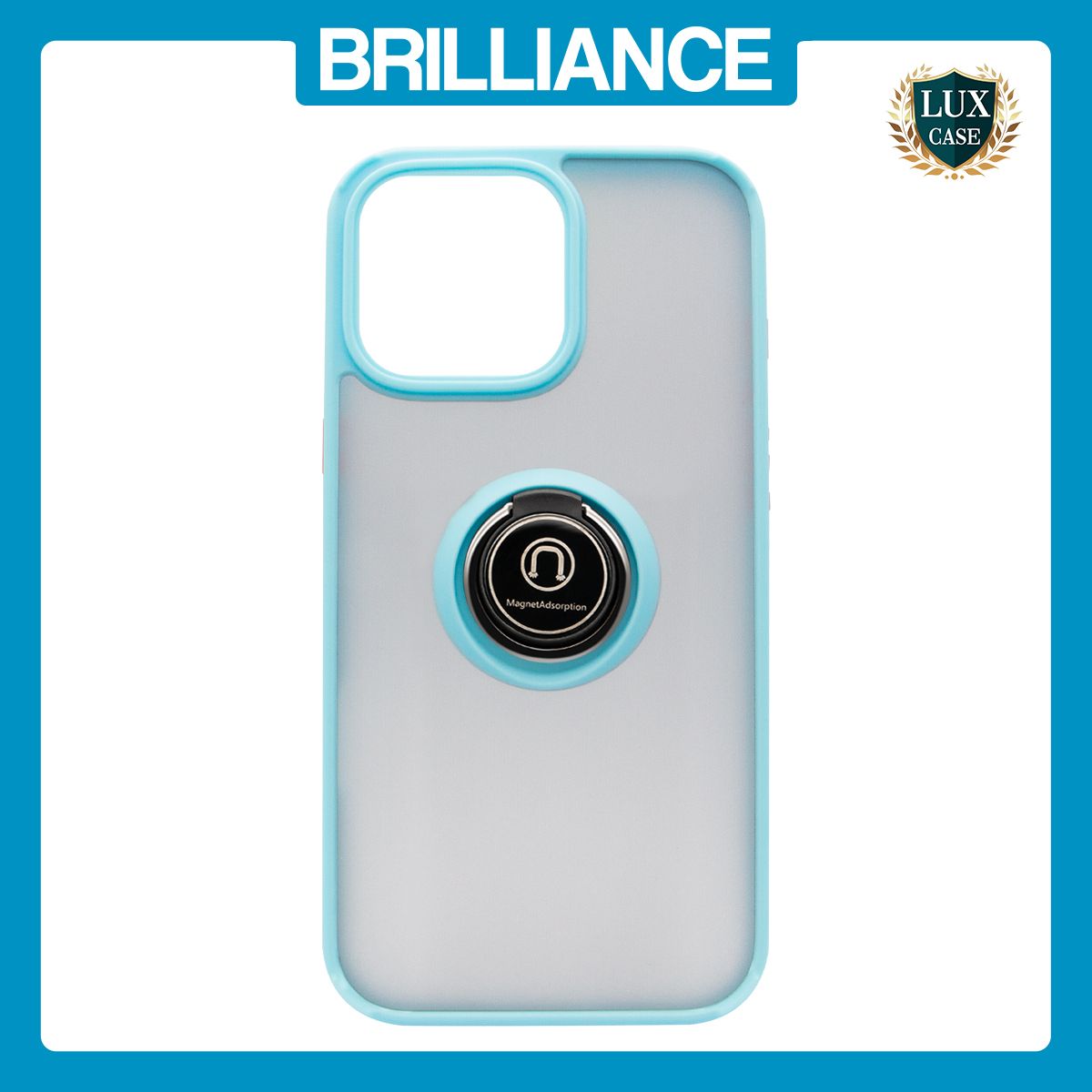 Brilliance LUX iPhone 16 Pro Max Hybrid Shell Anti-shock Ring Kickstand TPU Matte Case Blue