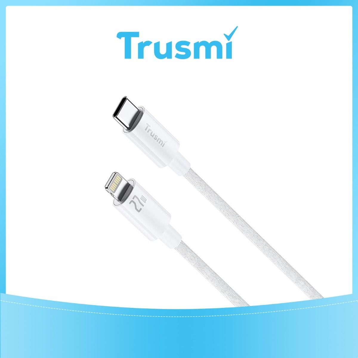 TRUSMI 27W Type C To iPhone Braided Charging Cable White 2M