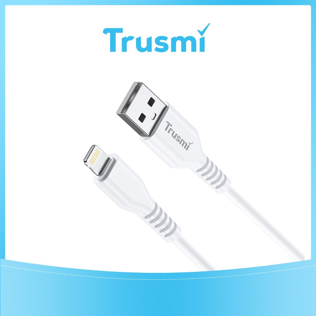 TRUSMI 2.4A USB To iPhone Charging Cable White 2M