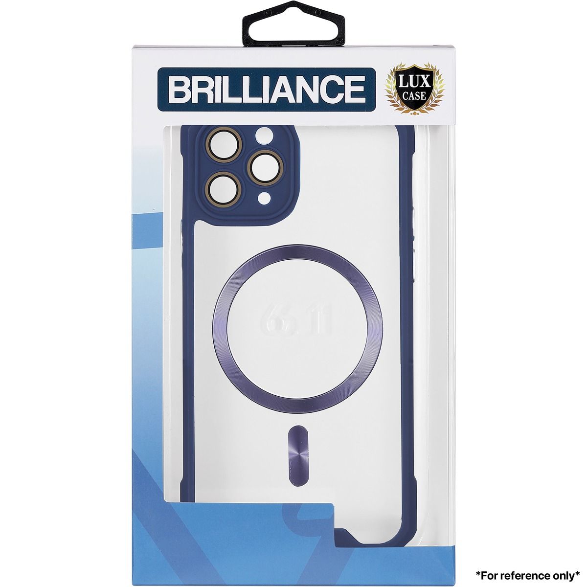 Brilliance LUX for Iphone 12 Cow horn shell with CD lens film (electroplated button+dual color glass film) Case Blue