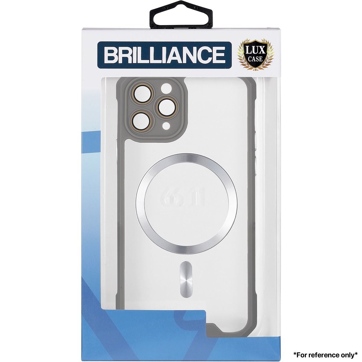 Brilliance LUX for Iphone 12 Cow horn shell with CD lens film (electroplated button+dual color glass film) Case Gray
