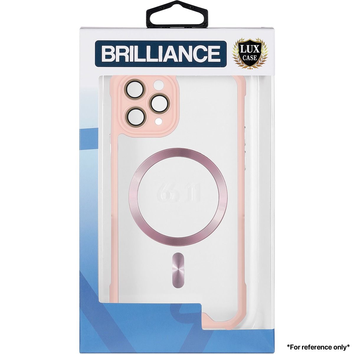 Brilliance LUX for Iphone 12 Cow horn shell with CD lens film (electroplated button+dual color glass film) Case Pink