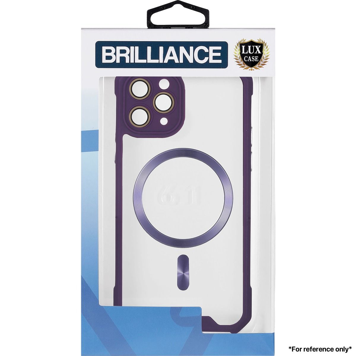 Brilliance LUX for Iphone 12 Pro Max Cow horn shell with CD lens film (electroplated button+dual color glass film) Case Purple