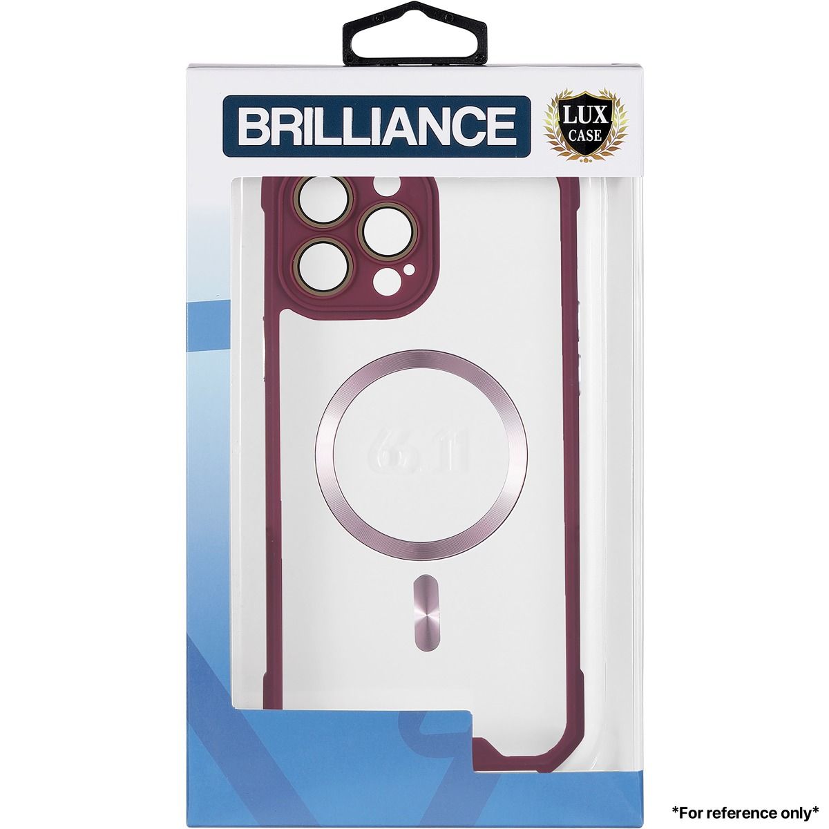 Brilliance LUX for Iphone 11 Cow horn shell with CD lens film (electroplated button+dual color glass film) Case Red