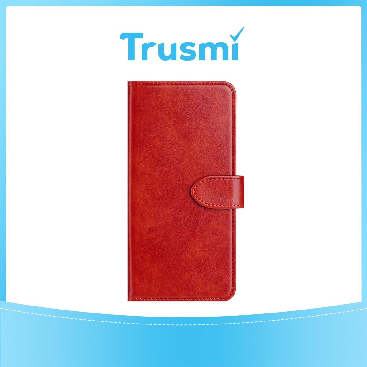 TRUSMI iPhone 15 Pro Max Cowhide Leather Wallet Case with Card Slot Red