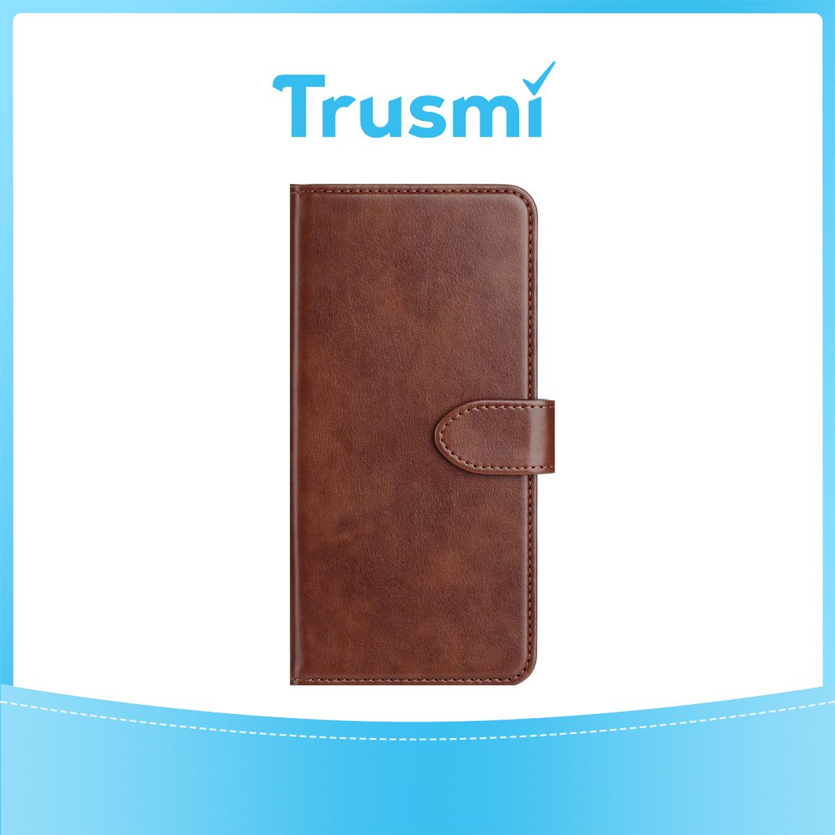 TRUSMI iPhone 16 Cowhide Leather Wallet Case with Card Slot Dark Brown