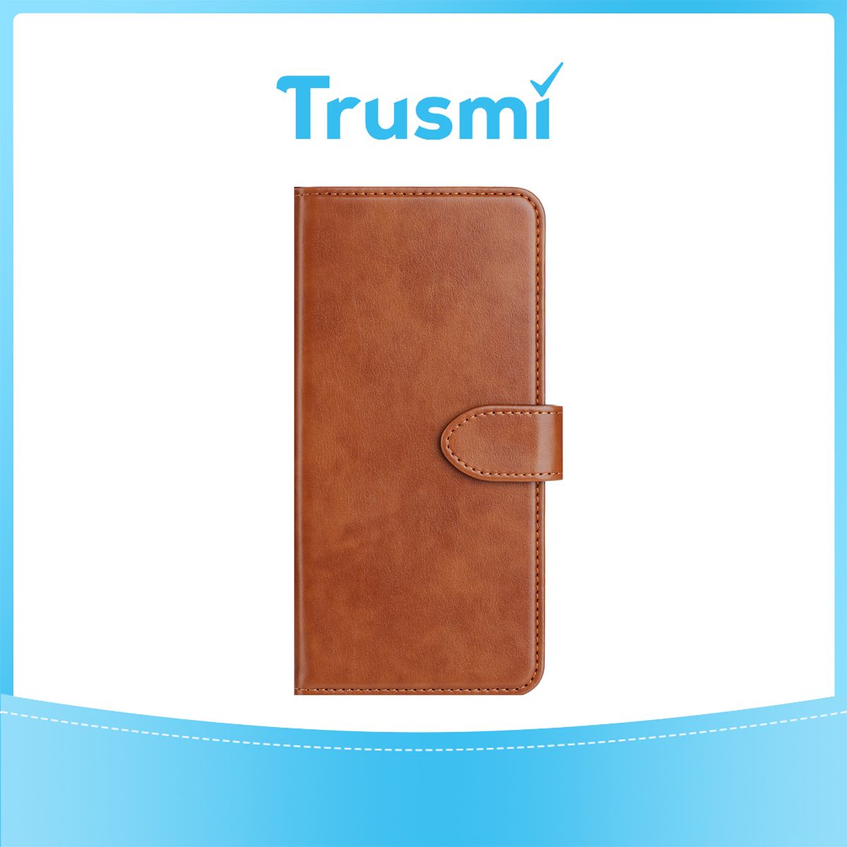 TRUSMI iPhone 16 Pro Cowhide Leather Wallet Case with Card Slot Light Brown