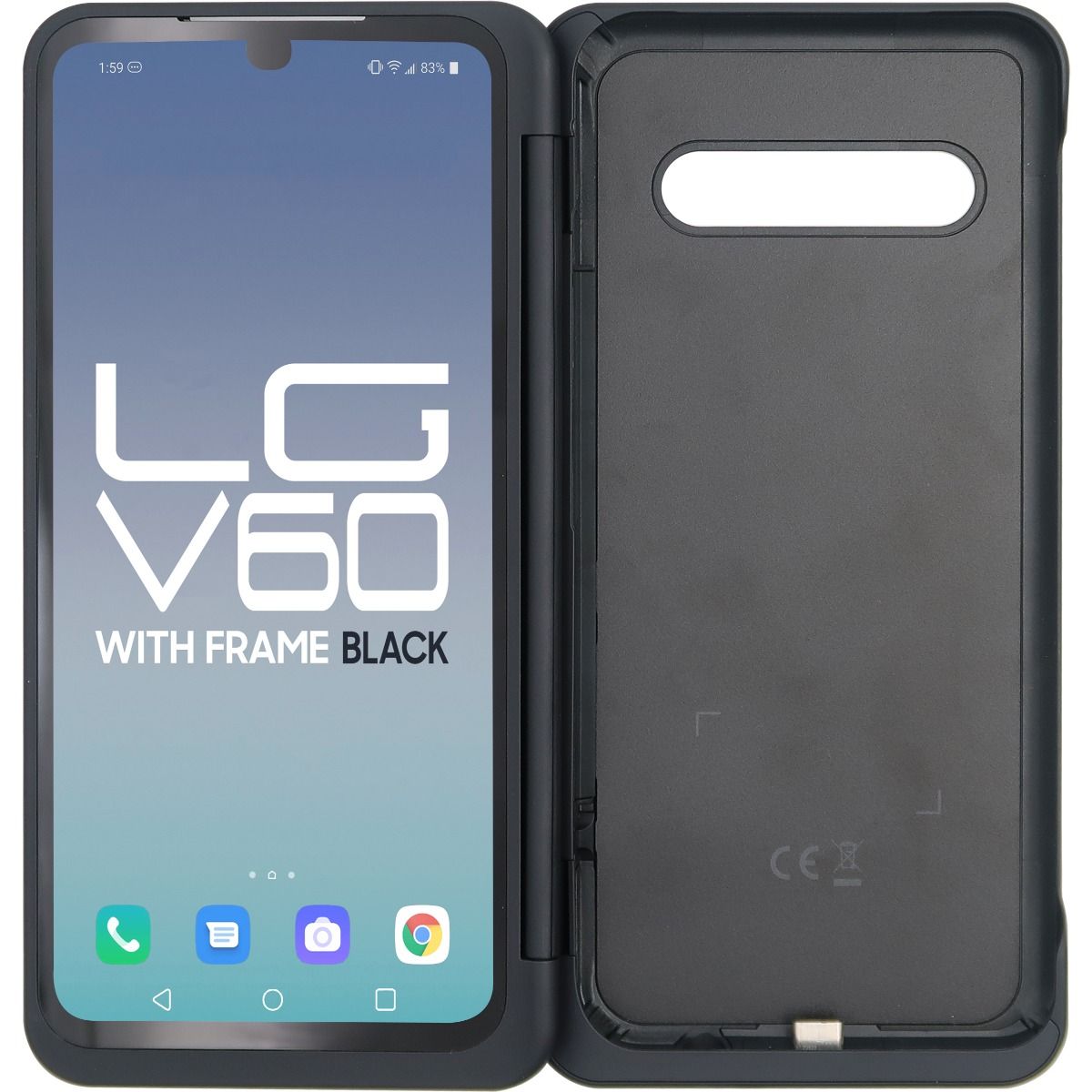 LG V60 Secondary LCD with Touch + Frame Black (Refurbished)