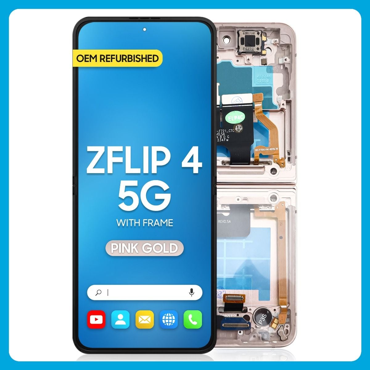 Samsung Z Flip 4 5G Inner LCD With Touch + Frame Pink Gold (Refurbished OLED)