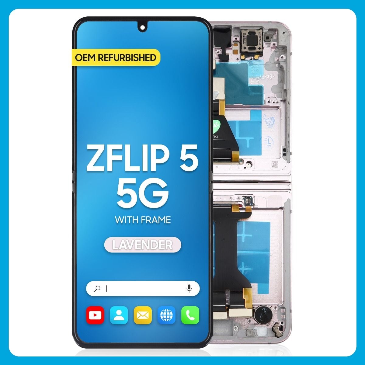 Samsung Z Flip 5 5G Inner LCD With Touch + Frame Lavender (Refurbished OLED)