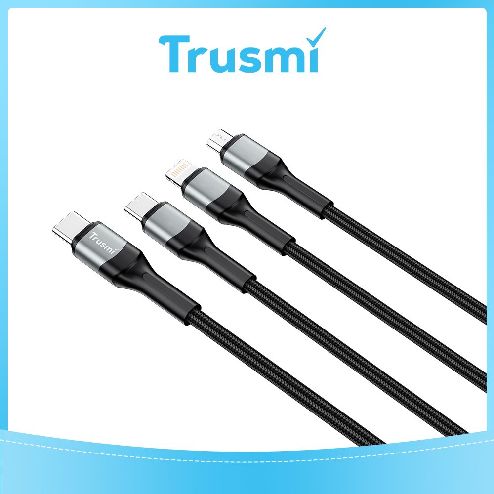 Trusmi 66W  3 in 1 Type C To Type C/ iPhone / Micro USB Braided Cable