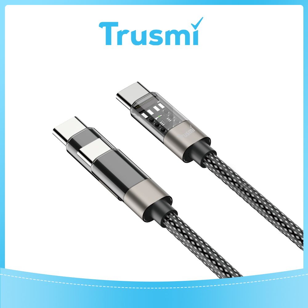 TRUSMI 60W Type C to Type C LED Braided Cable (1M)