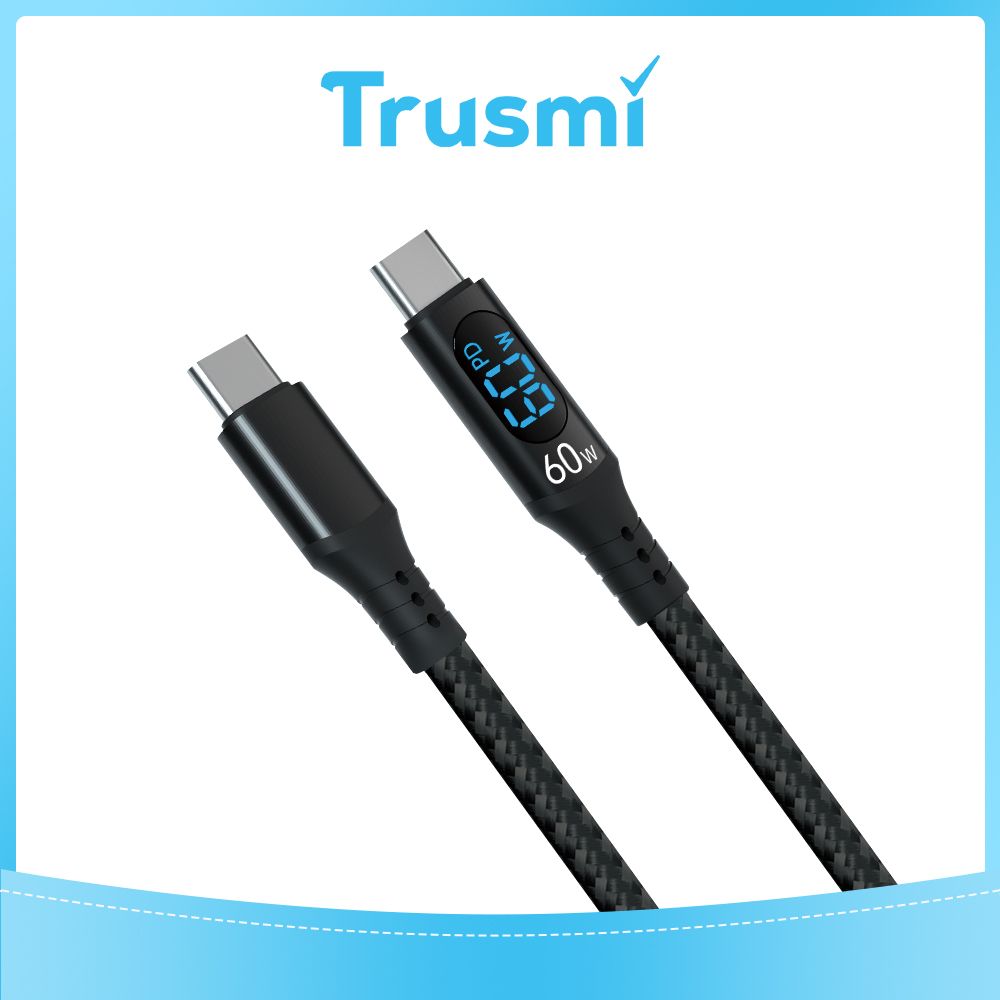 TRUSMI 60W Type C to Type C Digital Fast Charging Braided Cable (1M)