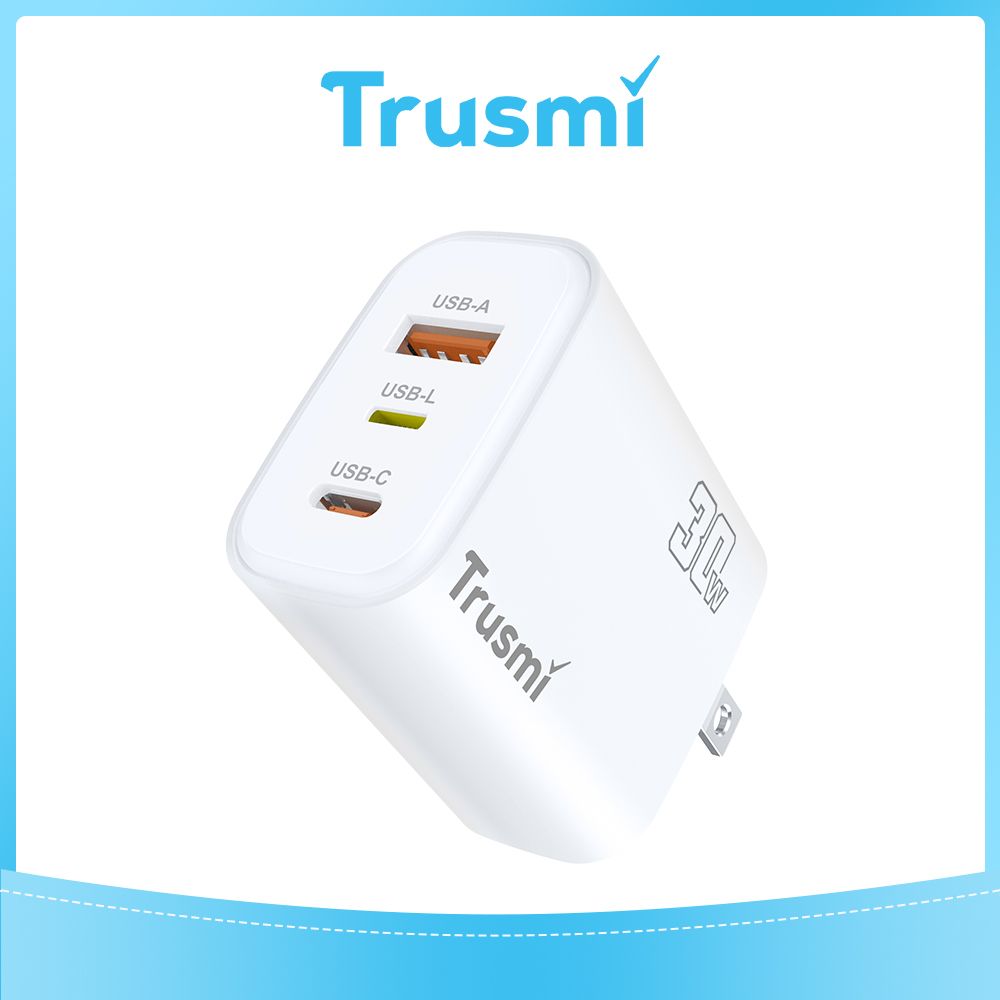 TRUSMI 30W USB & USB-L & Type-C White Fast Charger