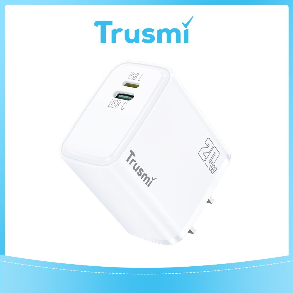 TRUSMI 20W Dual USB-L & Type-C White Fast Charger
