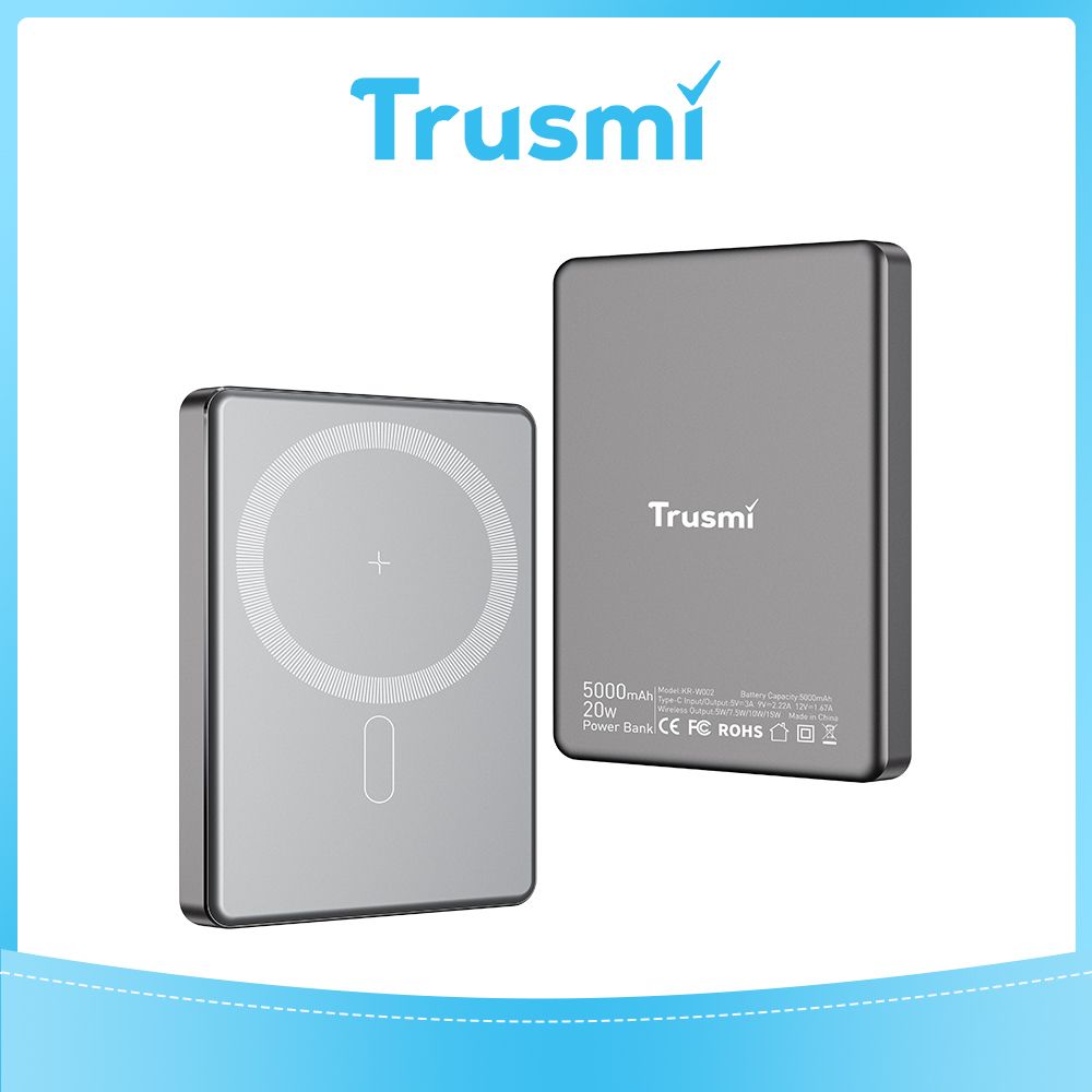 TRUSMI Wireless Ultra Thin Magnetic Power Bank Grey PB01-021 (20W) (5000mAh)