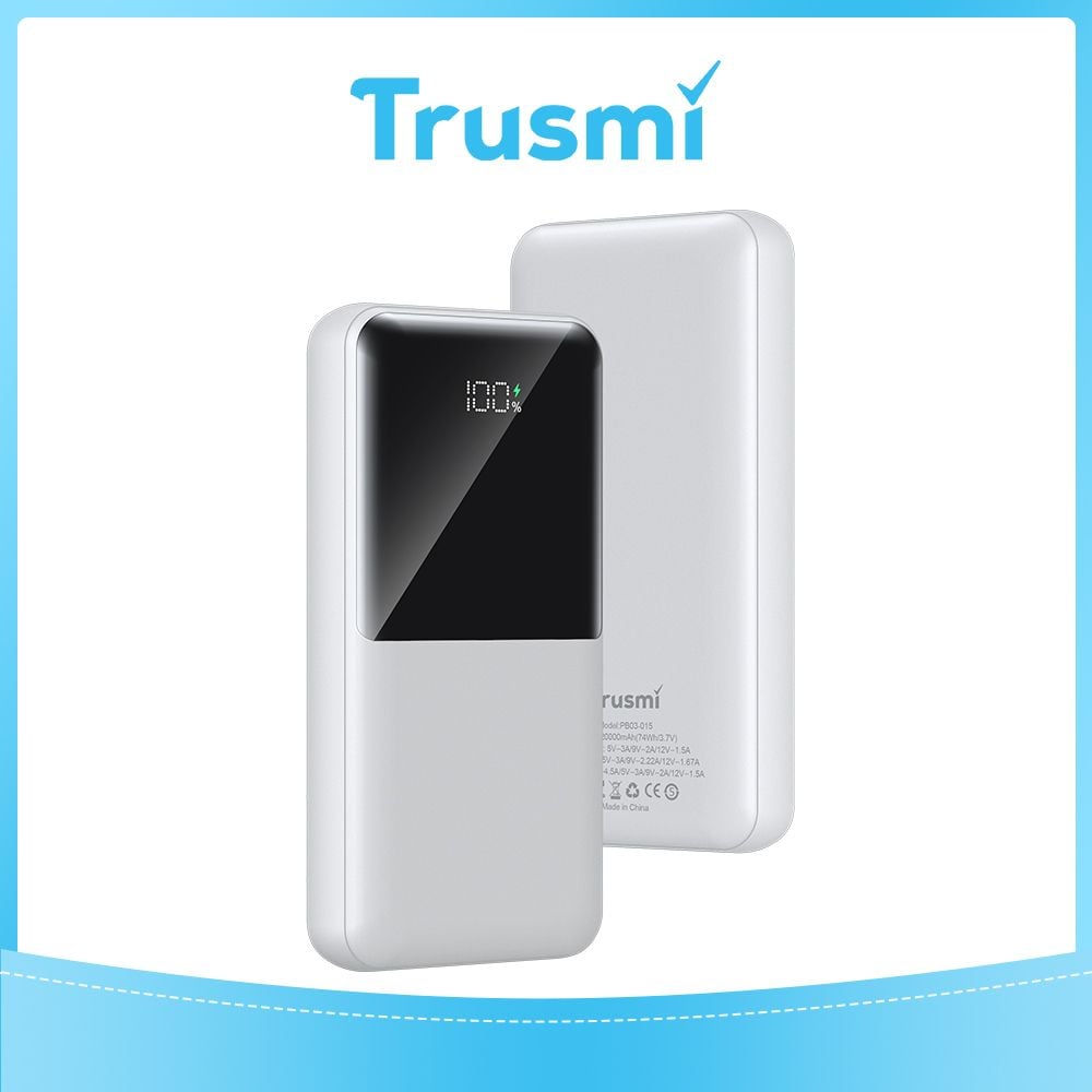 TRUSMI Power Bank White with Digital Display PB03-015 (22.5W) (20000mAh)