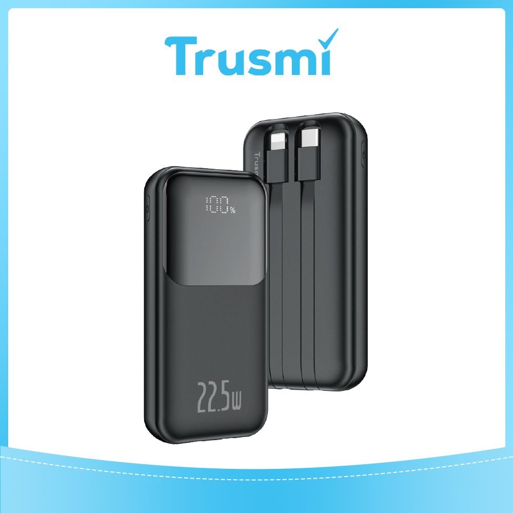 TRUSMI Mini Power Bank Black with Digital Display PB06-011 (22.5W) (10000mAh)