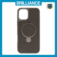 Brilliance LUX iPhone 16 Plus 360° Rotating Magnetic Metal Bracket Carbon Fiber Pattern Matte PC+TPU Phone case Grey